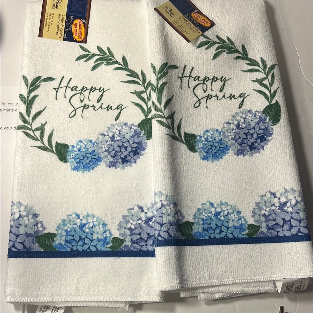 Floral White and Blue Hand Towels - Picture 4 of 12